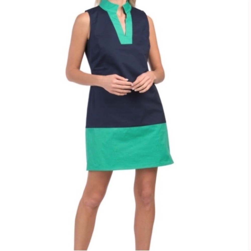 SAIL TO SABLE TEAL & BLUE SLEEVELESS SHIFT DRESS